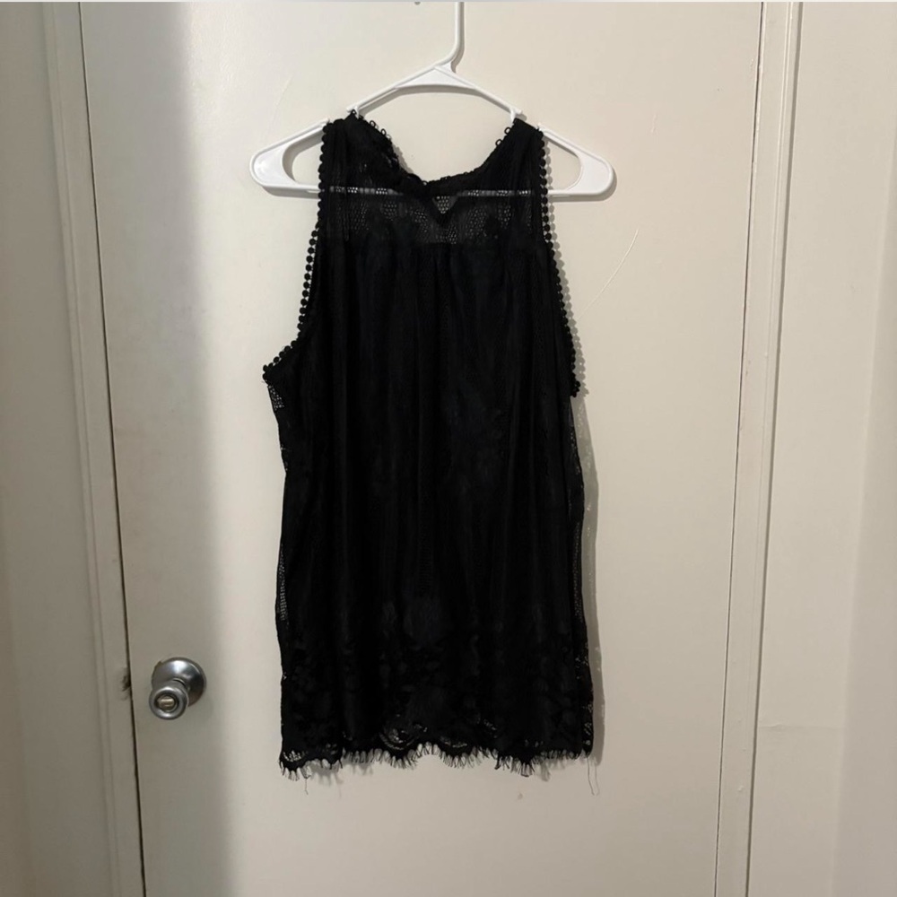 Black Sleeveless Lace Top